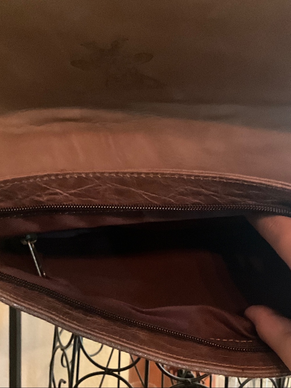 Brown Cowhide Hair on Hide Crossbody Bag with Fringe Accent - Picture 3 of 5